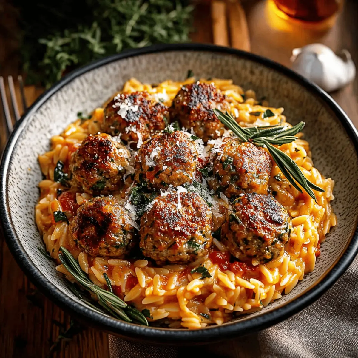 Rosemary Chicken Meatballs Tomato Orzo