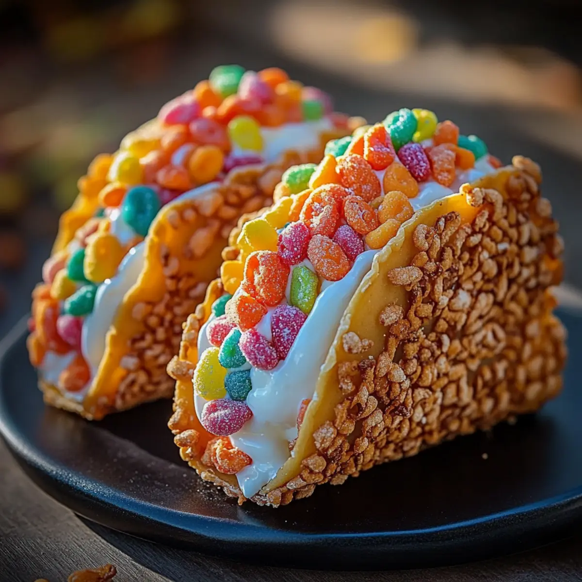 Fruity Pebbles Cheesecake Tacos