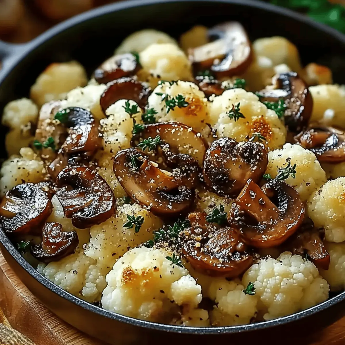 Garlic Cauliflower Mushroom Skillet