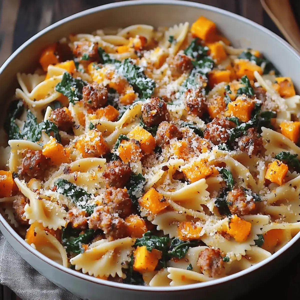 Butternut Squash Pasta: Sausage and Spinach