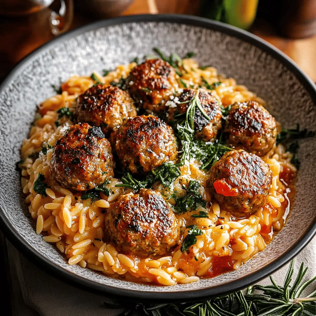 Rosemary Chicken Meatballs Tomato Orzo