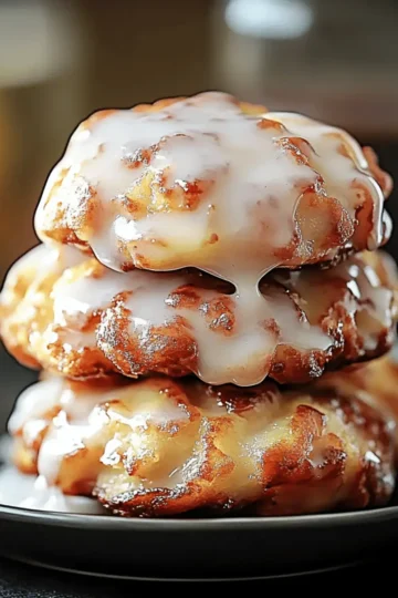 Baked Apple Fritters with Glaze