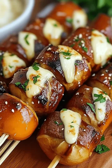 Bavarian Pretzel Skewers: Beef & Cheese Bites