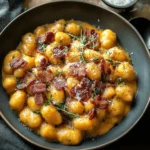 Creamy Pumpkin Gnocchi with Crispy Beef Bacon