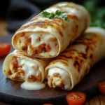 Melty Cheesy Garlic Chicken Wraps