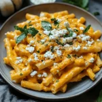 Noodles with Creamy Pumpkin Sauce & Feta