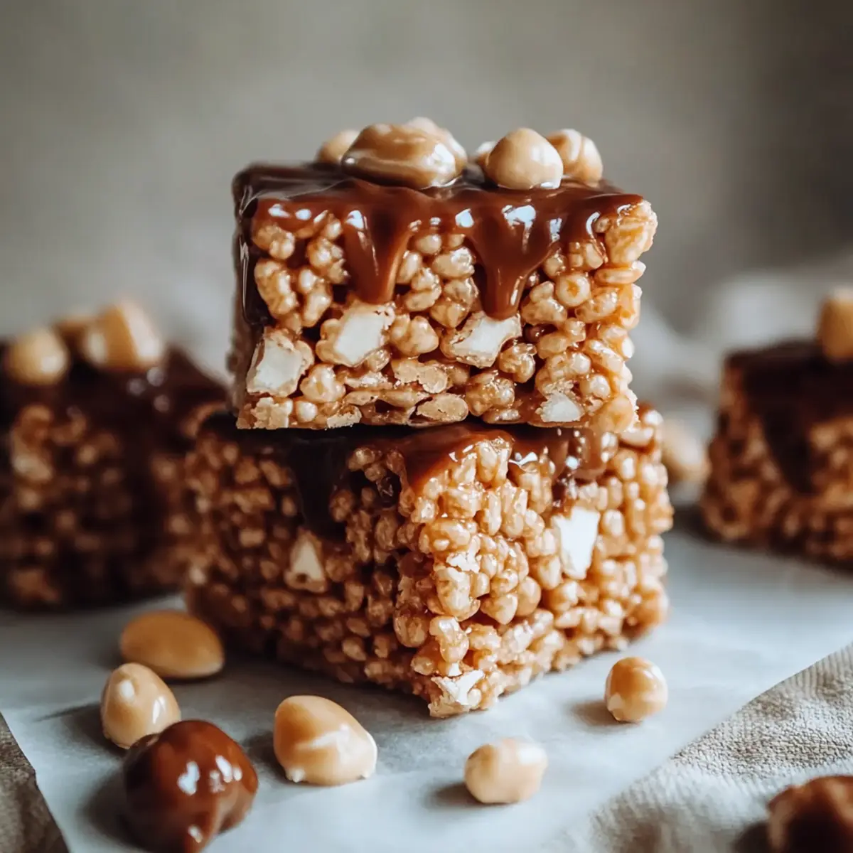 Caramel Turtle Rice Krispie Treats