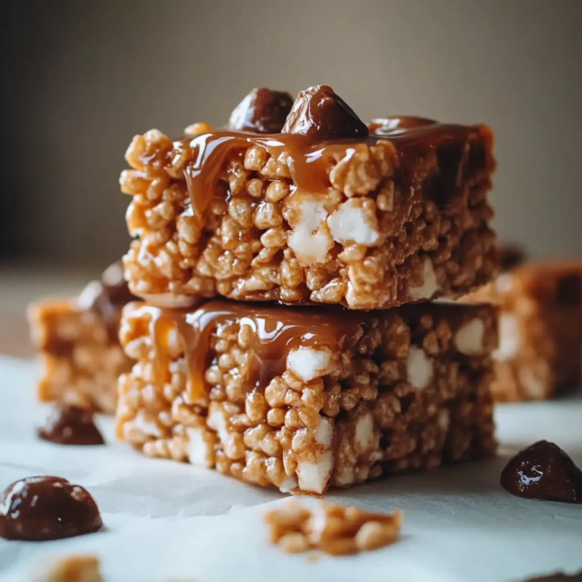 Caramel Turtle Rice Krispie Treats
