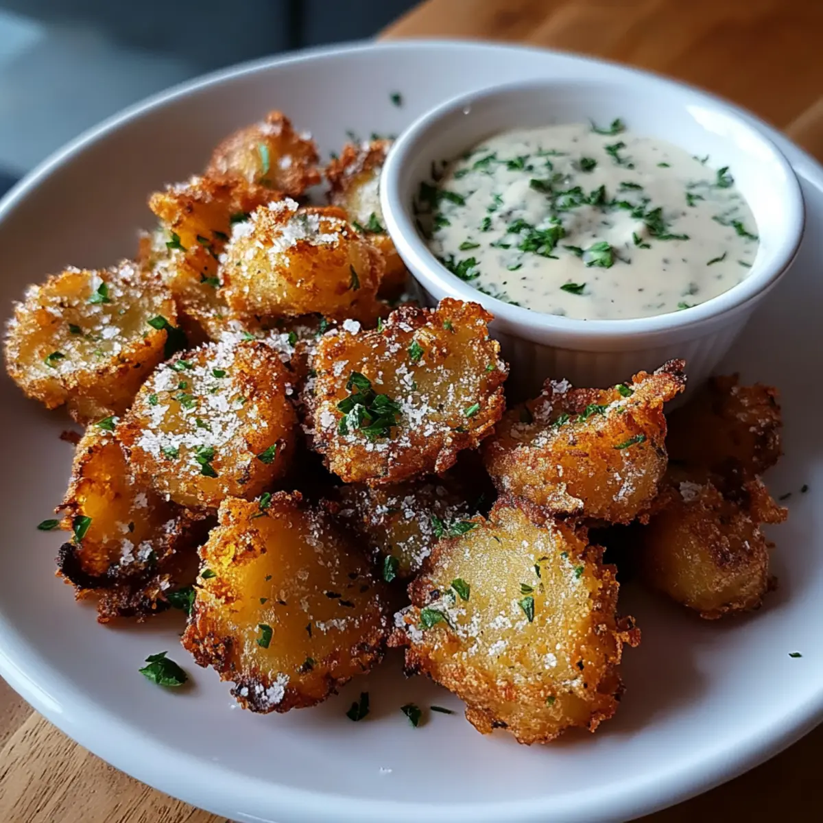 Champignons Frits Croustillants avec Sauce Ranch Maison