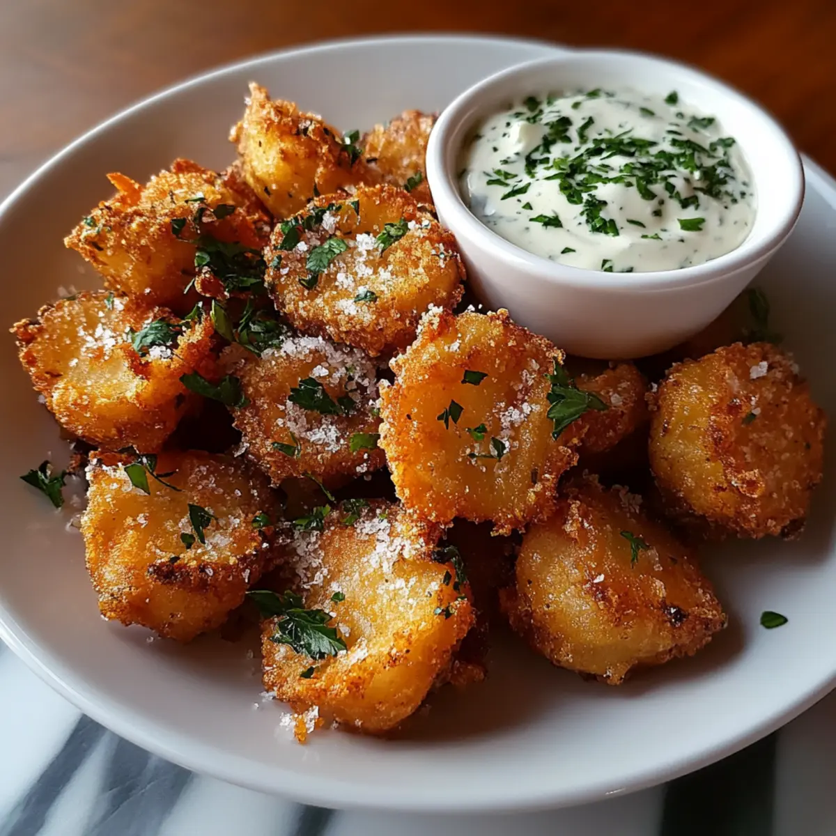 Champignons Frits Croustillants avec Sauce Ranch Maison