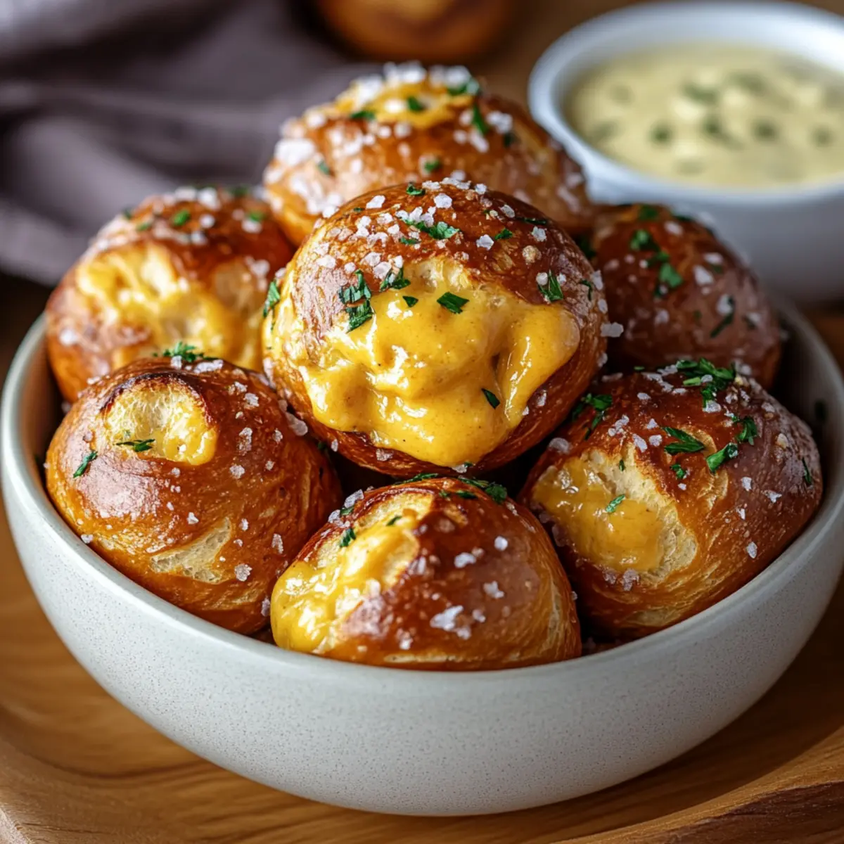 Cheesy Pumpkin Stuffed Pretzel Bites