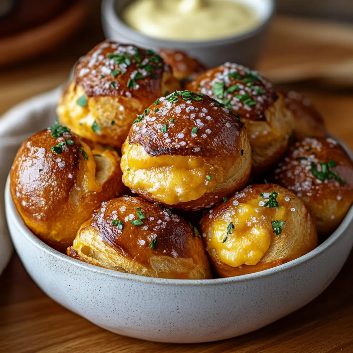 Cheesy Pumpkin Stuffed Pretzel Bites