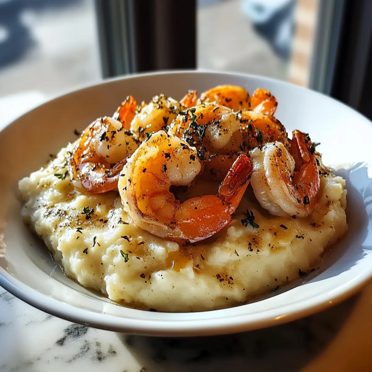 Creamy Garlic Shrimp Over Mashed Potatoes