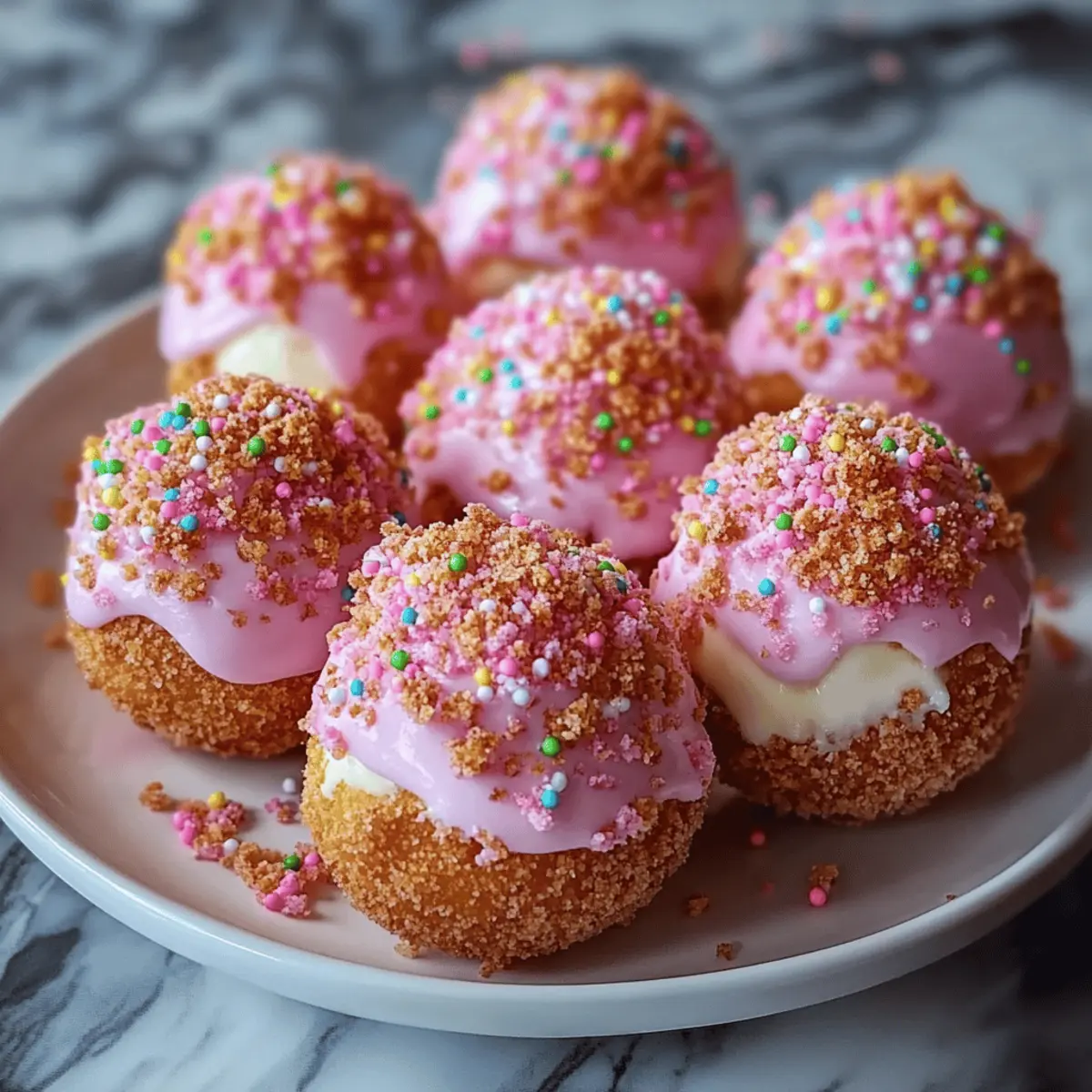 Crispy Cotton Candy Cheesecake Bombs