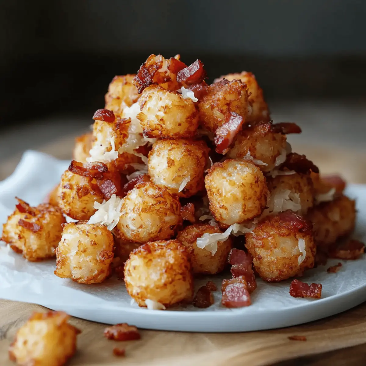 Crispy Reuben-Style Tater Tots Loaded with Bacon and Sauerkraut