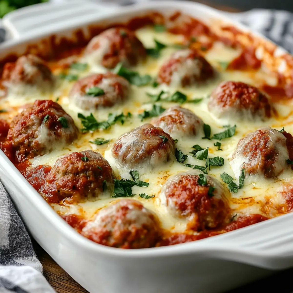 Gooey Cheesy Keto Meatball Casserole