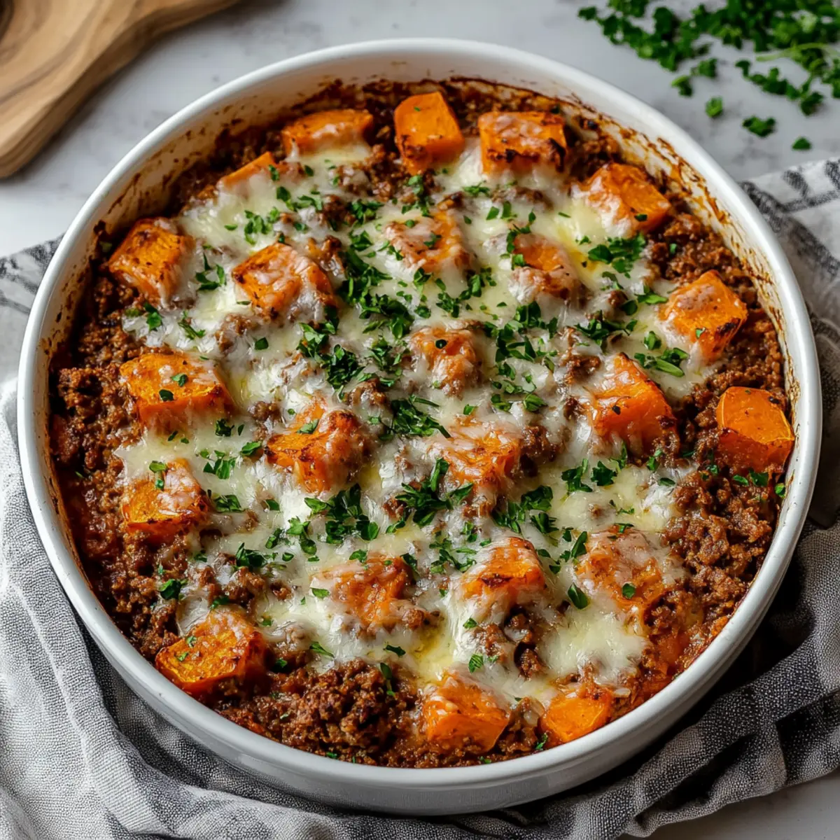 Ground Turkey Sweet Potato Bake