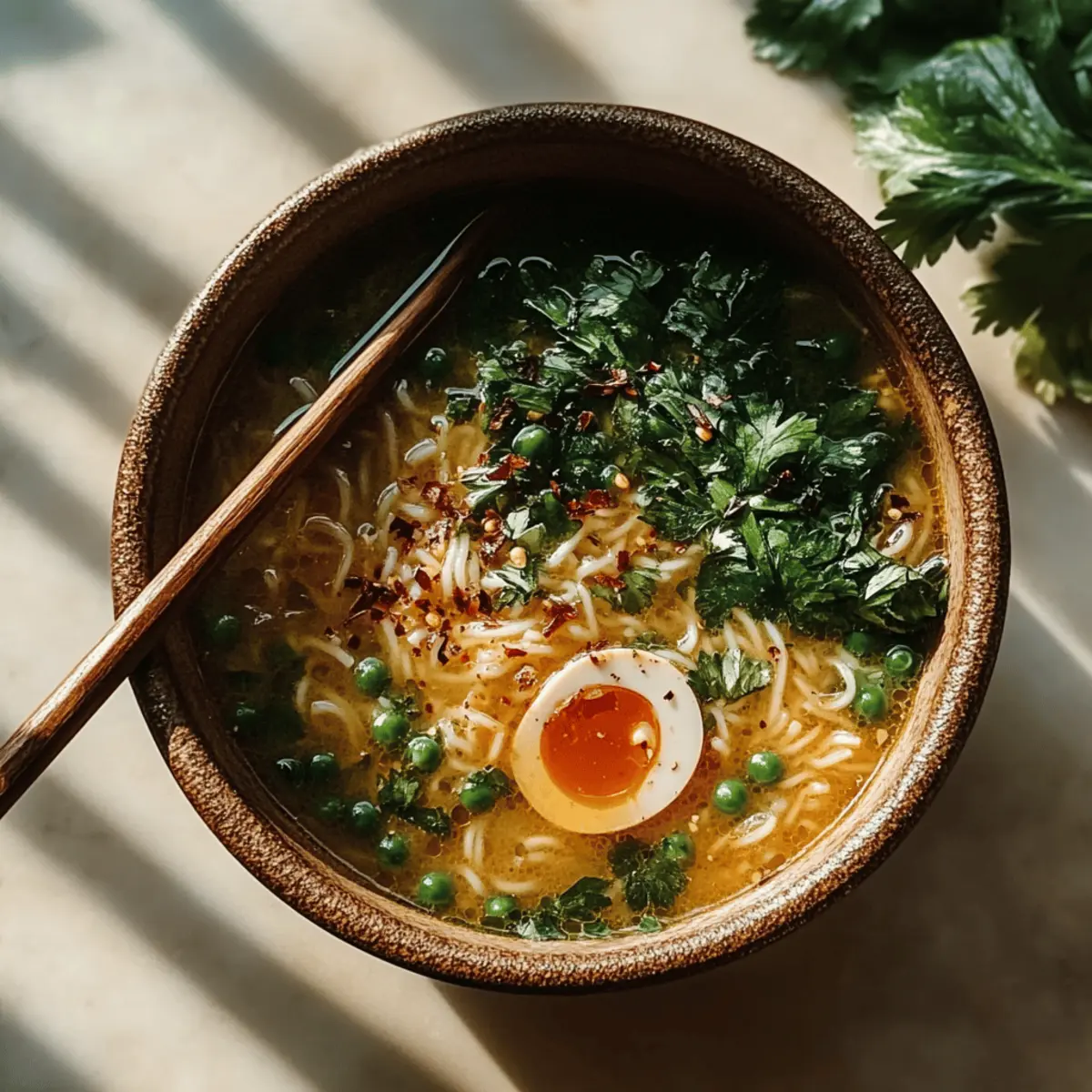 Healing Ginger Garlic Broth with Rice Noodles