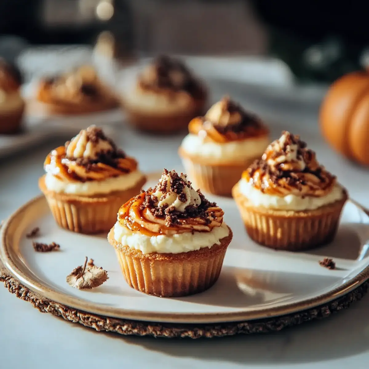 Mini Pumpkin Swirled Cheesecakes