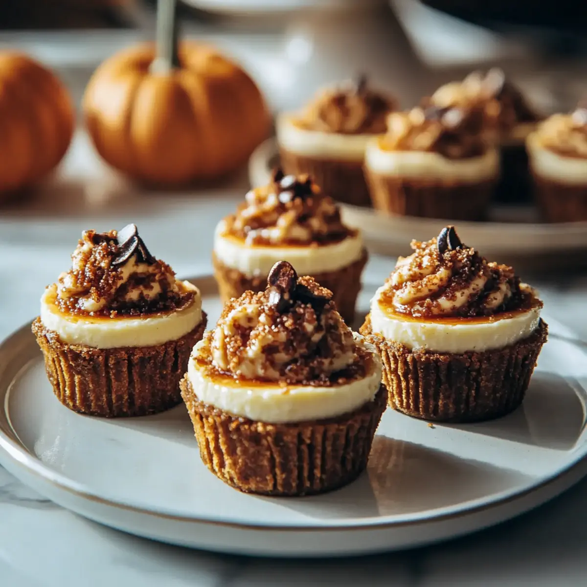 Mini Pumpkin Swirled Cheesecakes