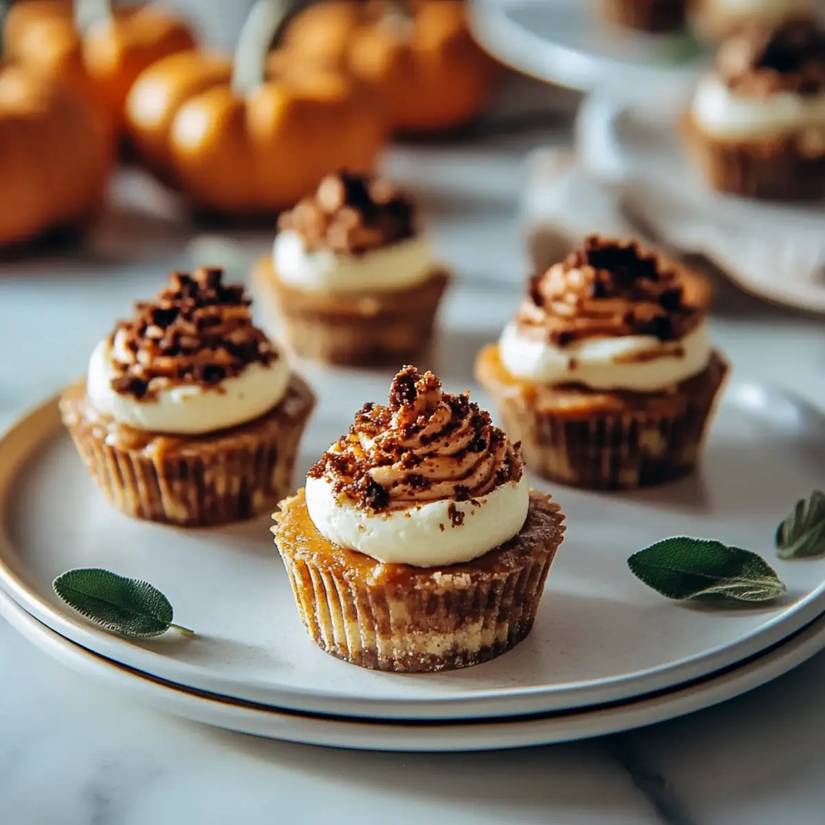 Mini Pumpkin Swirled Cheesecakes