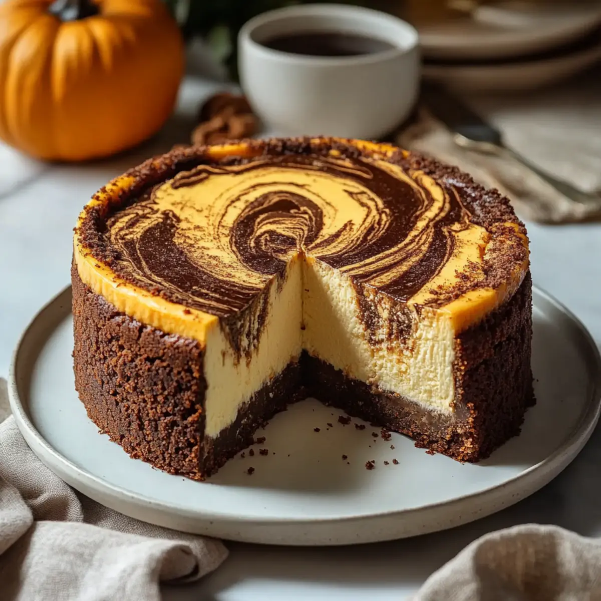 Pumpkin Swirl Gingersnap Cheesecake