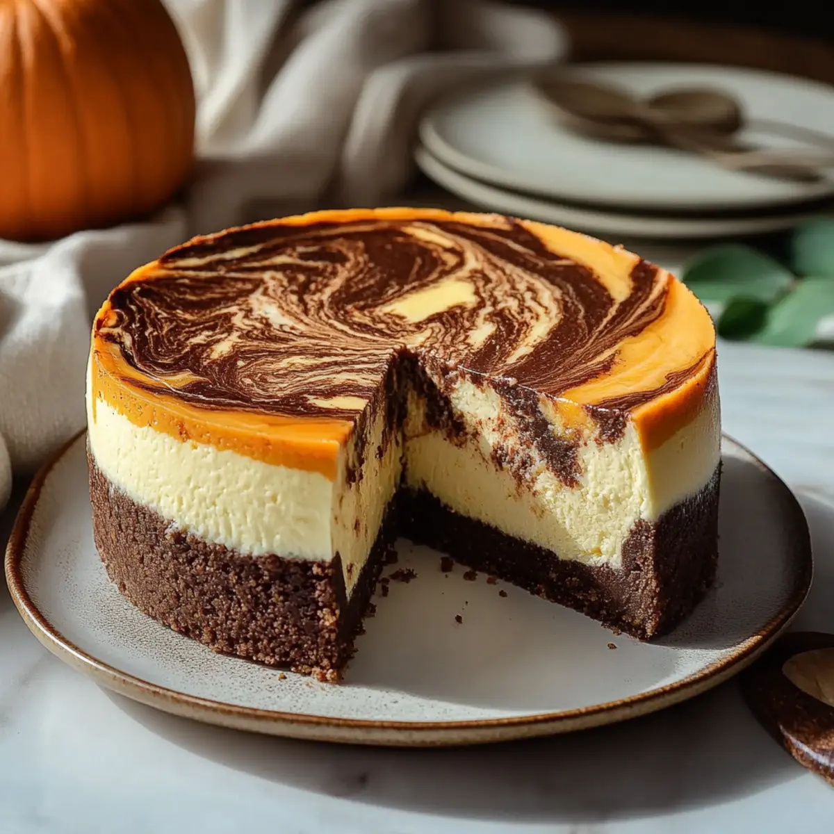 Pumpkin Swirl Gingersnap Cheesecake