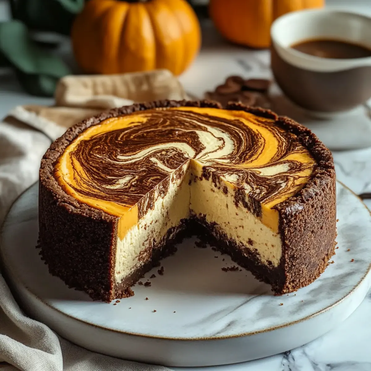 Pumpkin Swirl Gingersnap Cheesecake