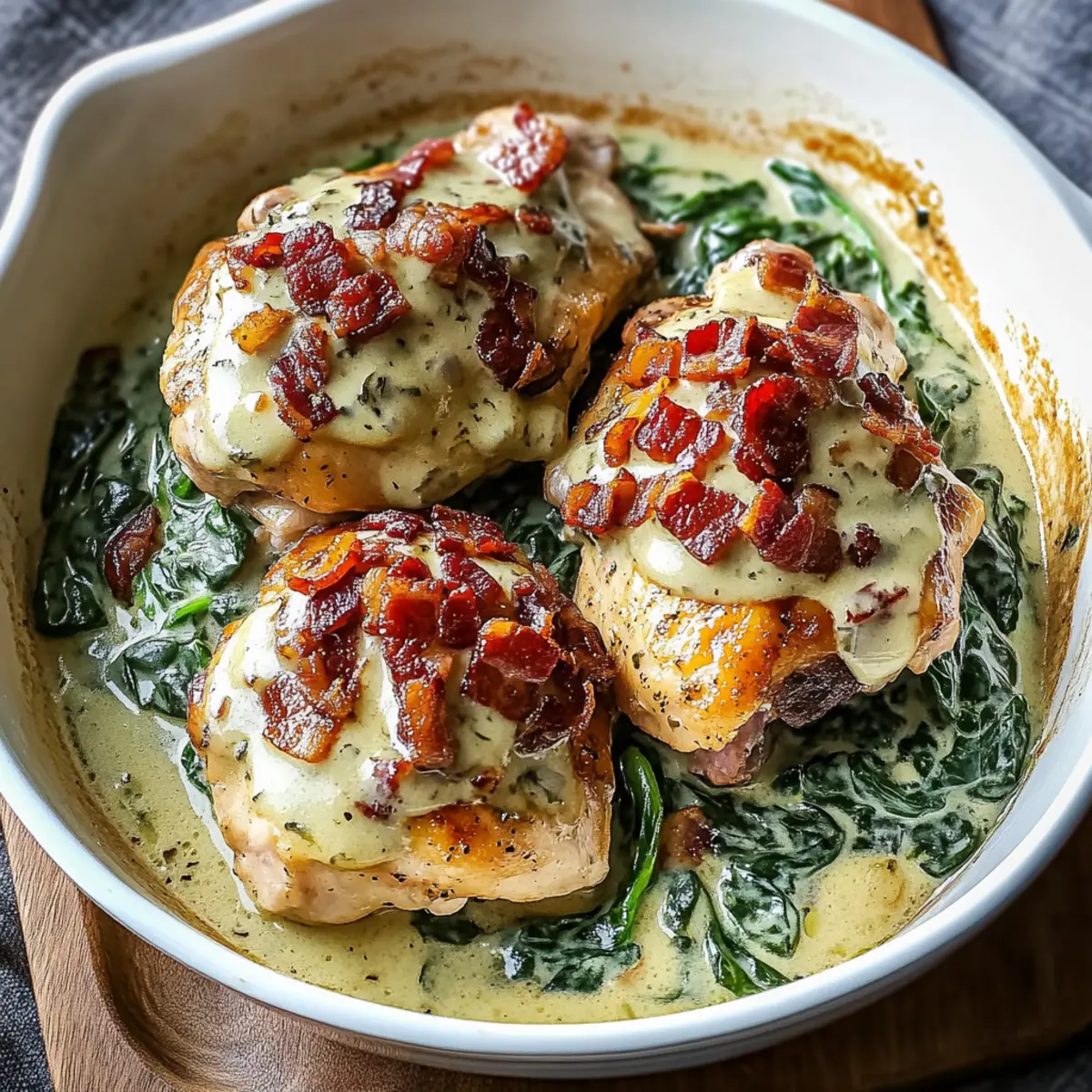Smothered Chicken: Creamed Spinach Beef Bacon Bliss