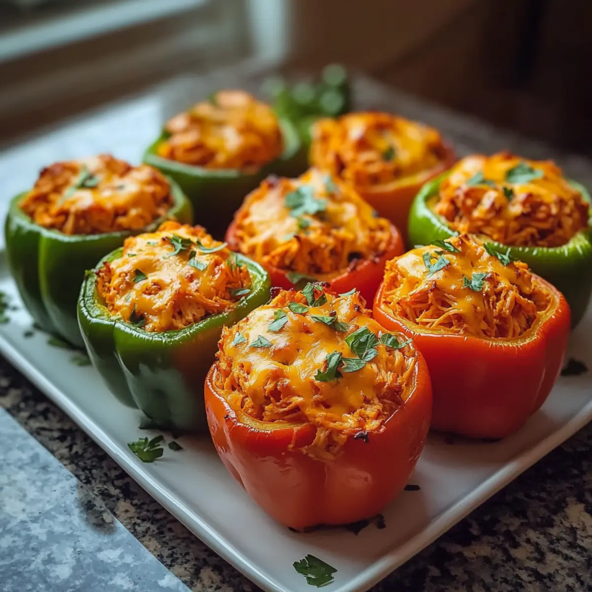 Spicy Buffalo Chicken Stuffed Peppers