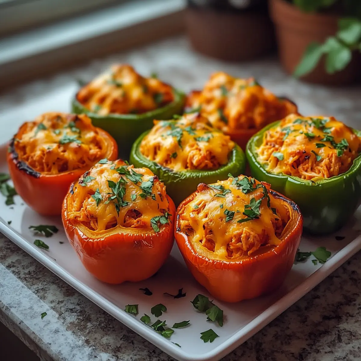 Spicy Buffalo Chicken Stuffed Peppers