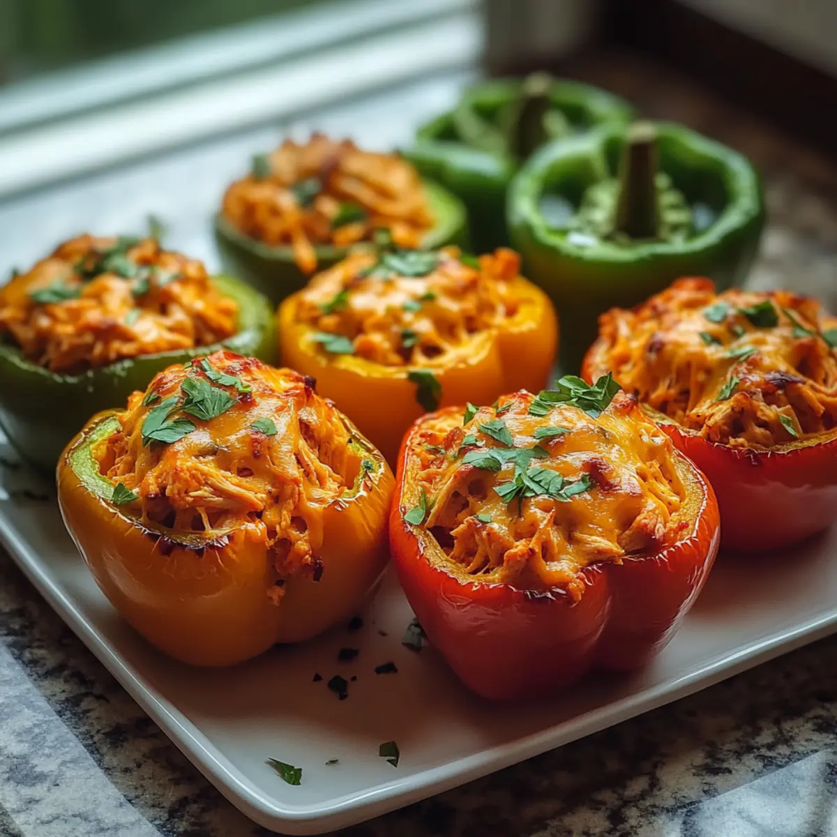 Spicy Buffalo Chicken Stuffed Peppers