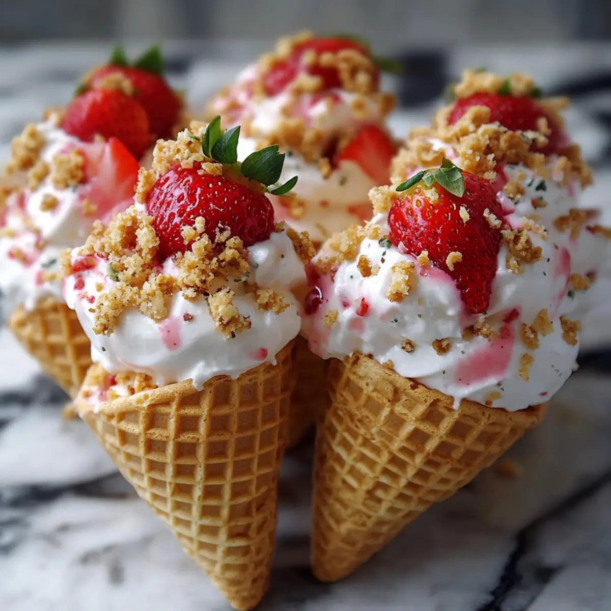 Strawberry Crunch Cheesecake Cones
