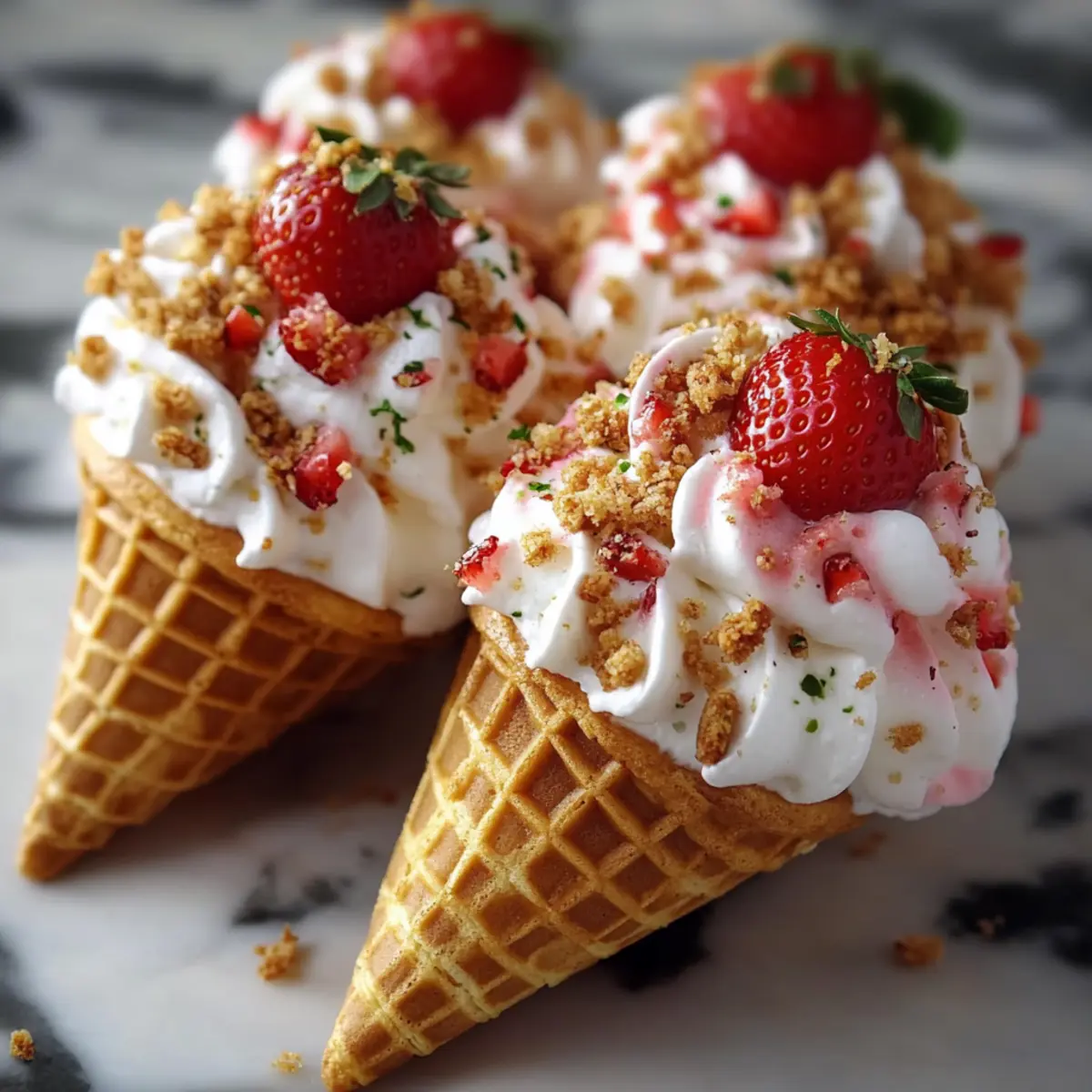 Strawberry Crunch Cheesecake Cones