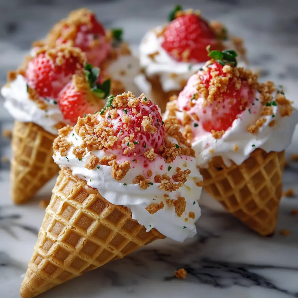 Strawberry Crunch Cheesecake Cones