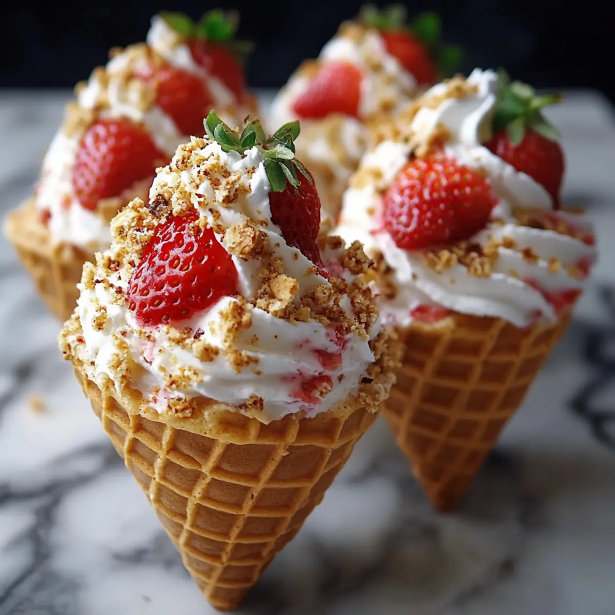 Strawberry Crunch Cheesecake Cones