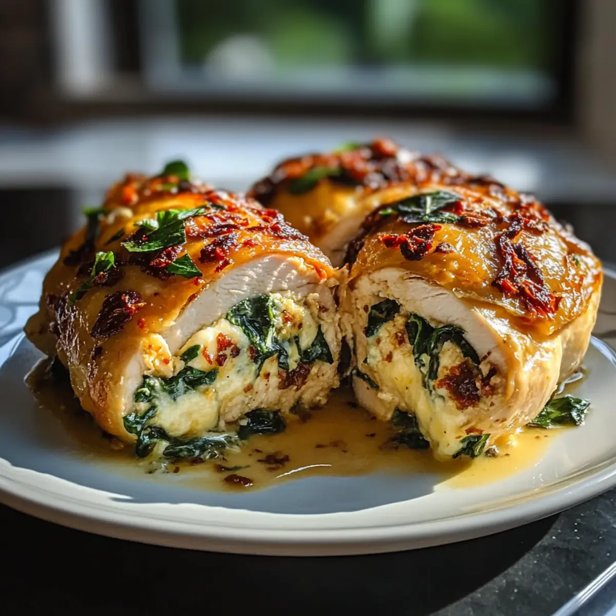 Sundried Tomato Spinach and Cheese Stuffed Chicken