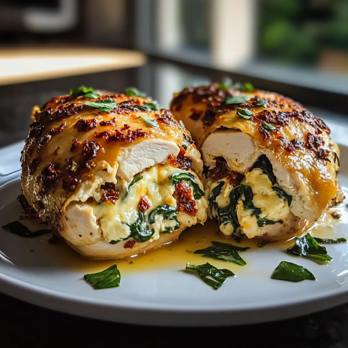 Sundried Tomato Spinach and Cheese Stuffed Chicken