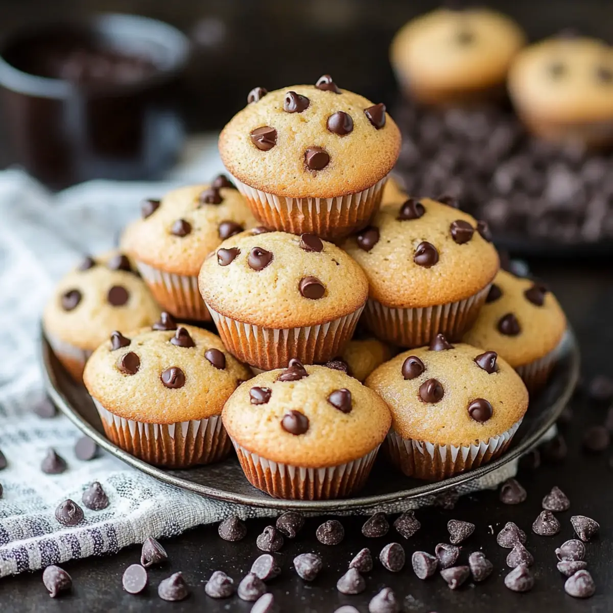 Warm Gooey Mini Chocolate Chip Muffins