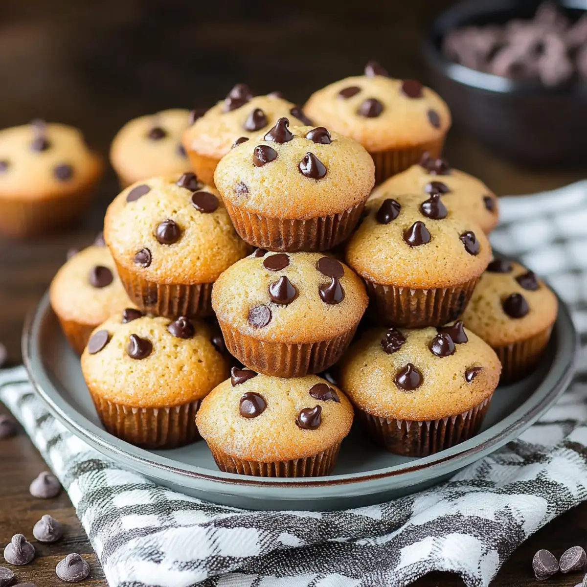 Warm Gooey Mini Chocolate Chip Muffins