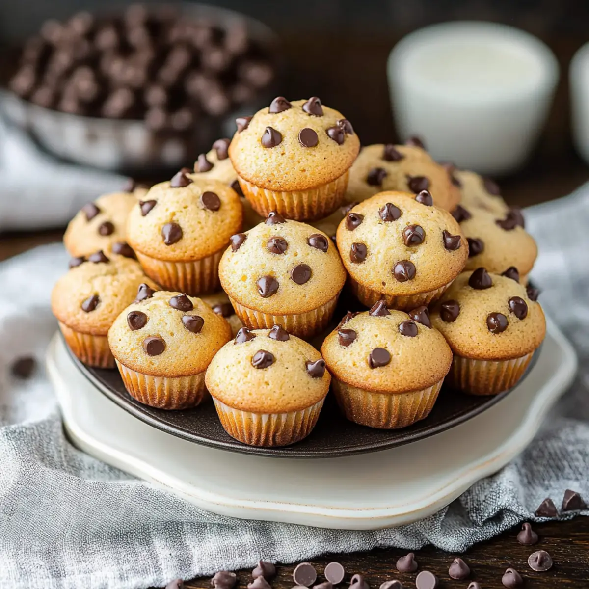 Warm Gooey Mini Chocolate Chip Muffins