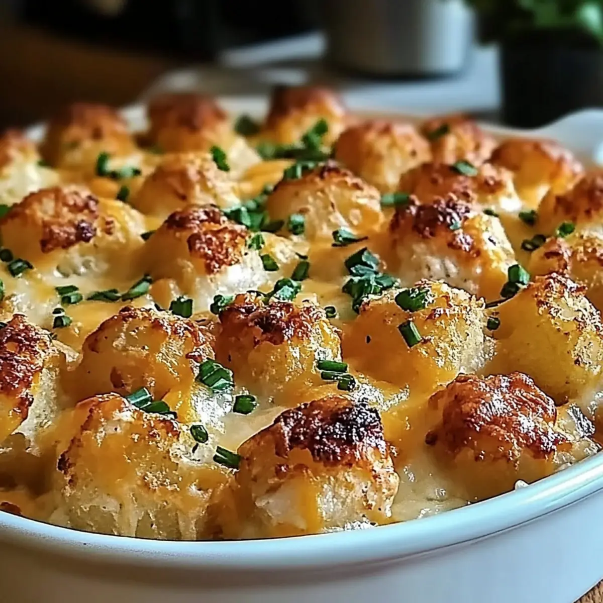 Cheddar Ranch Chicken Tater Tot Bake