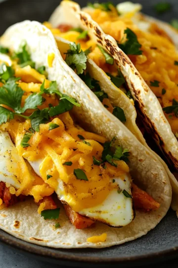 Cheesy Breakfast Egg Tacos