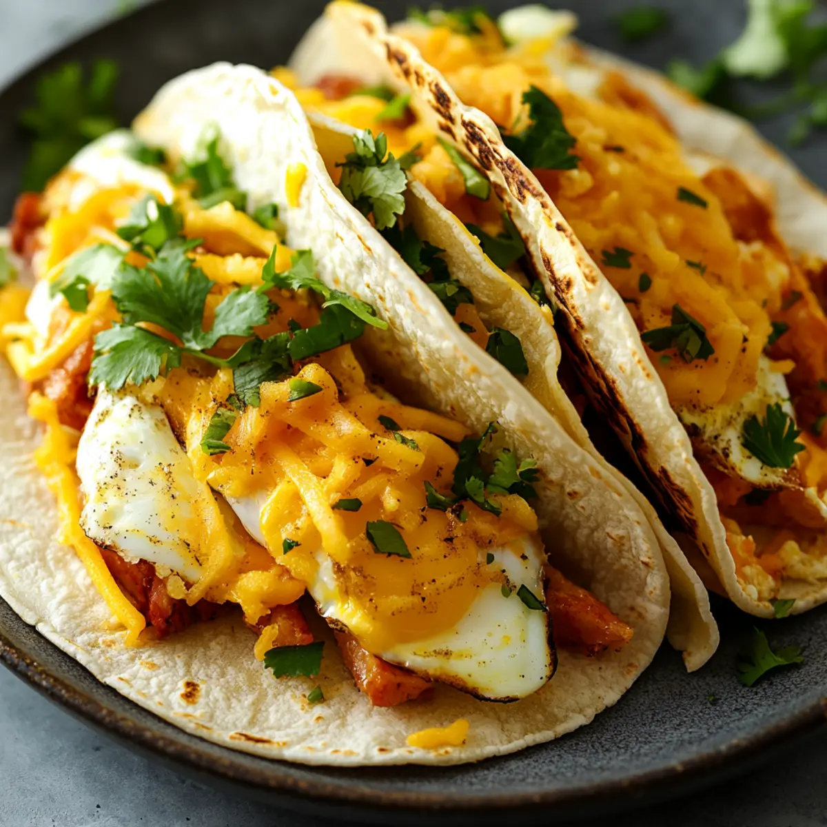 Cheesy Breakfast Egg Tacos