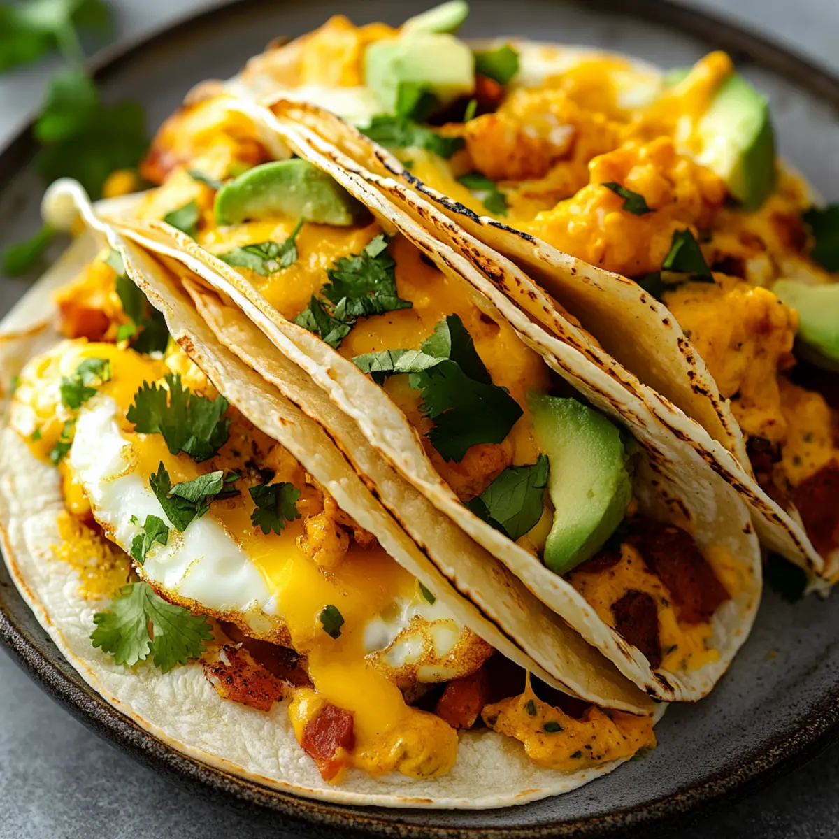 Cheesy Breakfast Egg Tacos
