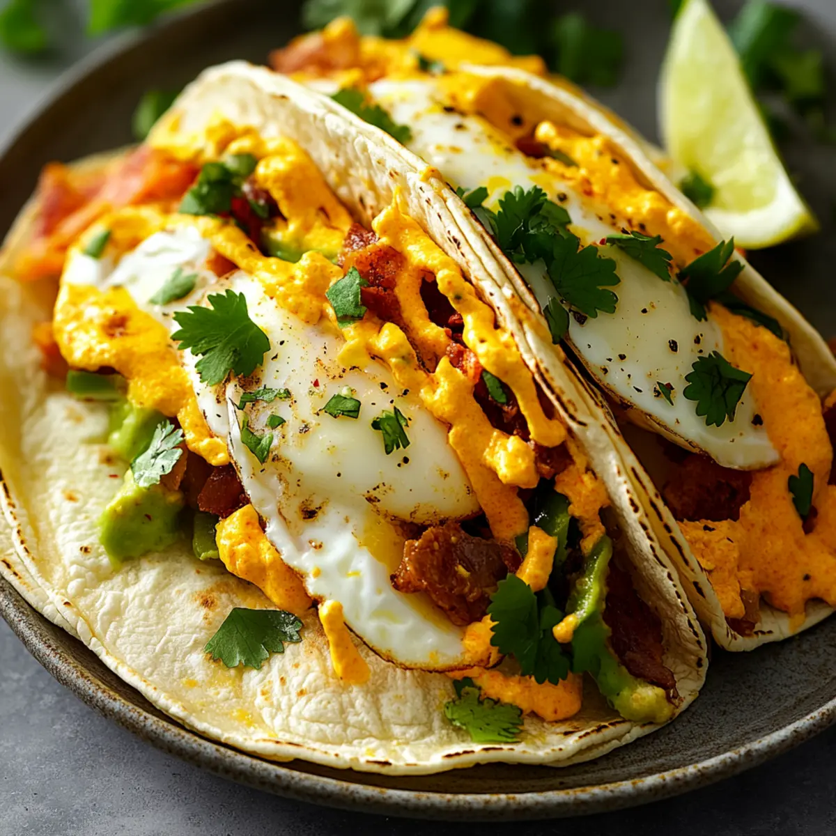 Cheesy Breakfast Egg Tacos