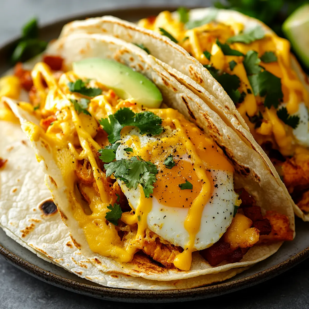 Cheesy Breakfast Egg Tacos