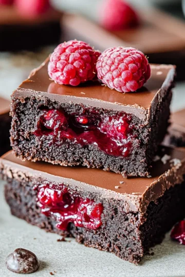 Holiday Raspberry Mocha No Bake Brownies