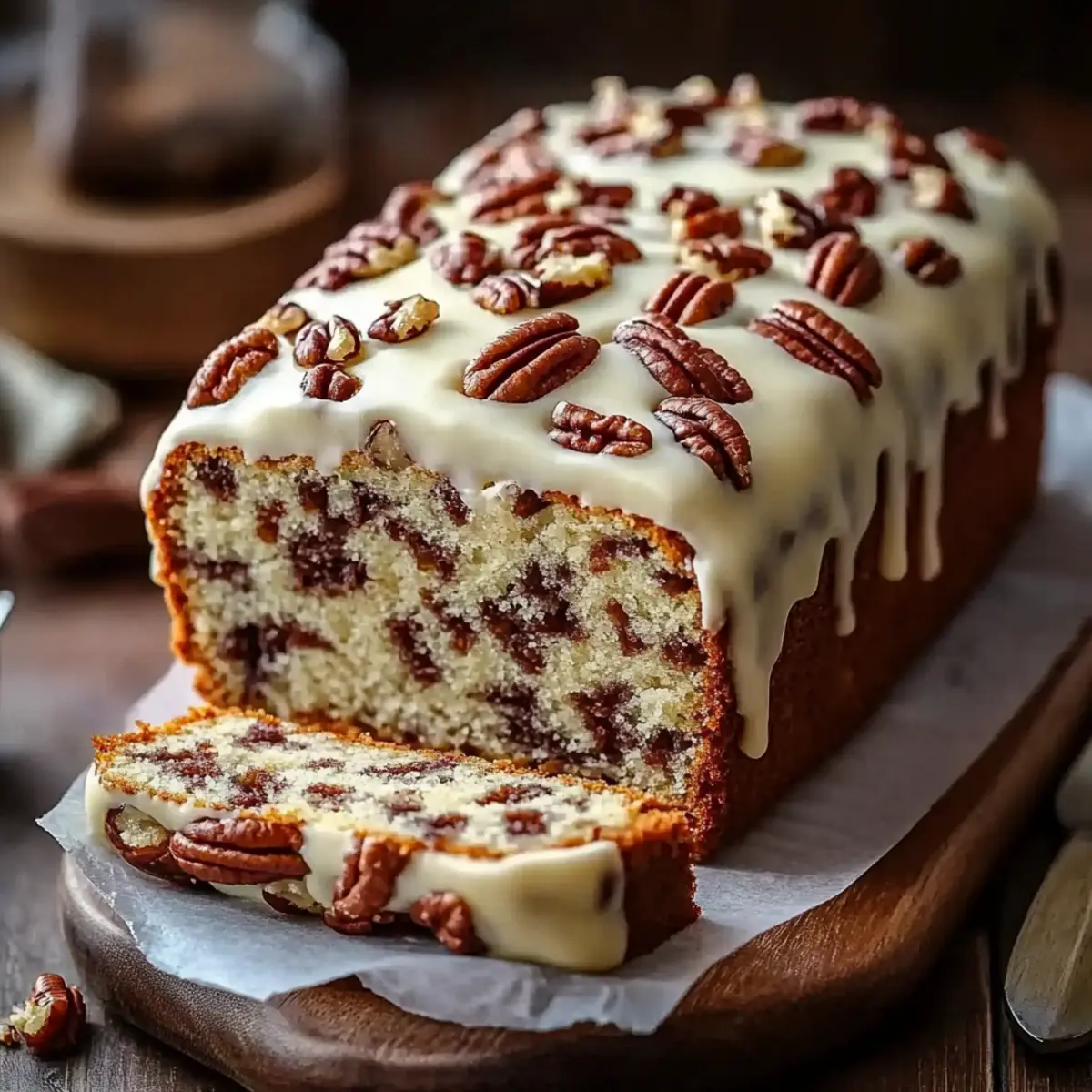 Butter Pecan Cake Loaf with Cream Cheese Icing