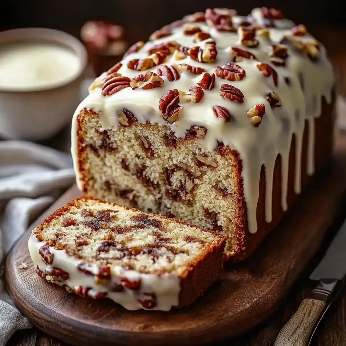 Butter Pecan Cake Loaf with Cream Cheese Icing